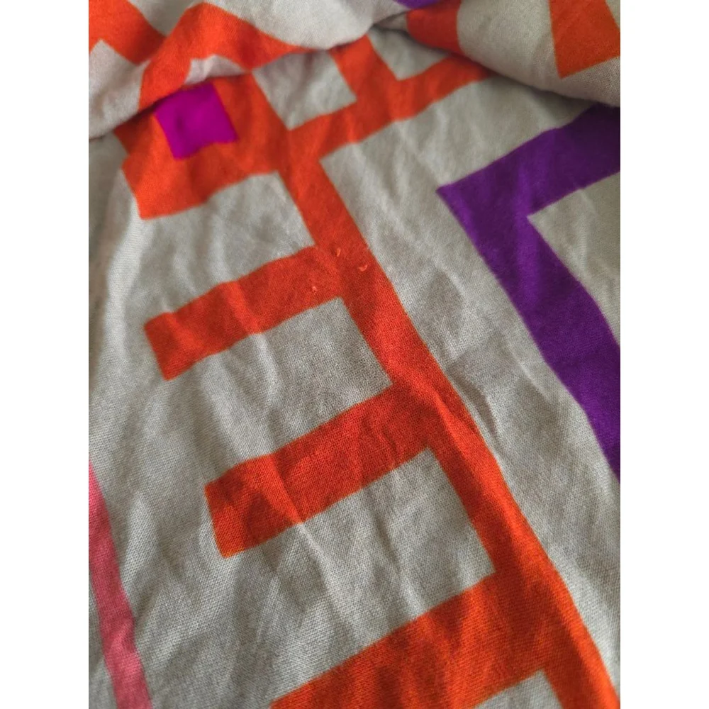 Women's Michael Stars One Size Beige Orange Purple Geometric Summer Shawl Wrap